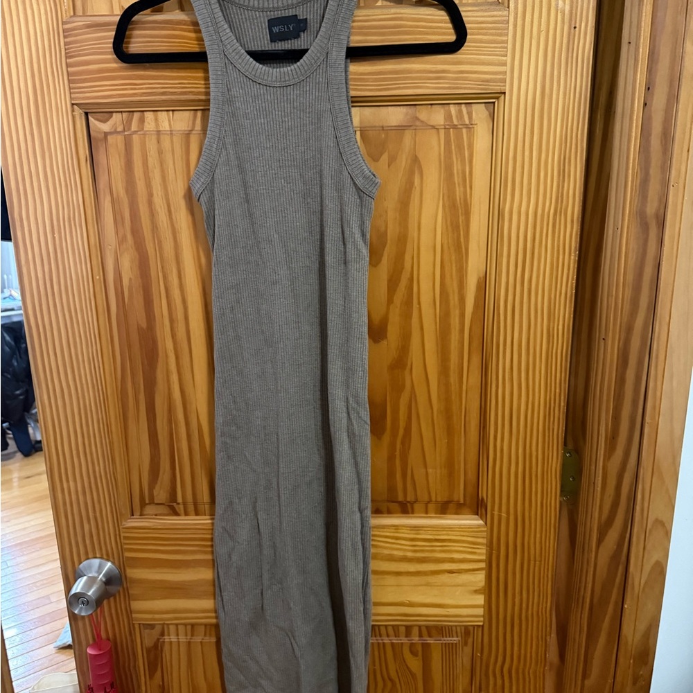 WSLY Ribbed Tank Dress in Taupe